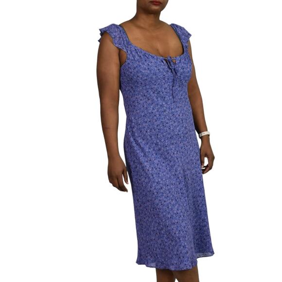 Mica Midi Slip Dress Purple Milkmaid Vintage Floral Sheer Chiffon 90s Medium - Picture 14 of 15